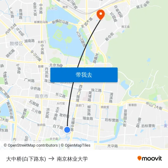 大中桥(白下路东) to 南京林业大学 map