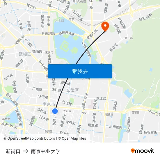 新街口 to 南京林业大学 map