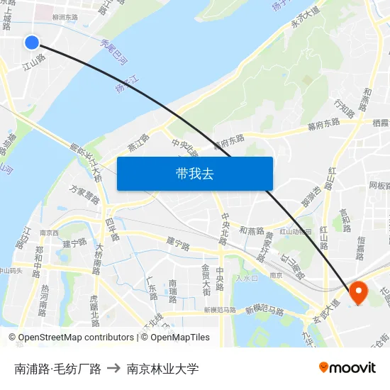 南浦路·毛纺厂路 to 南京林业大学 map