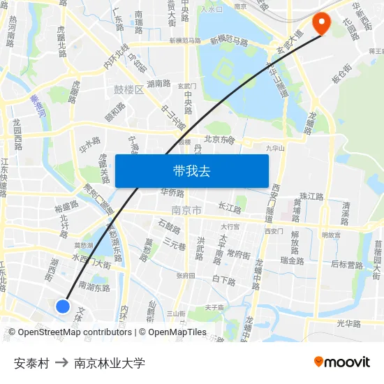 安泰村 to 南京林业大学 map
