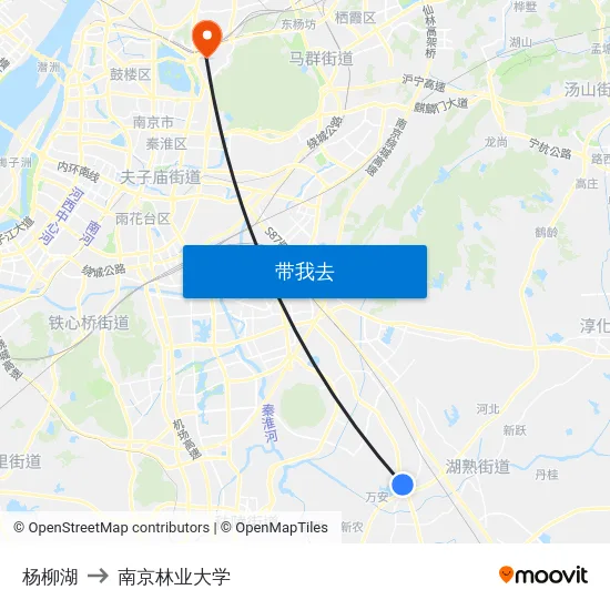 杨柳湖 to 南京林业大学 map