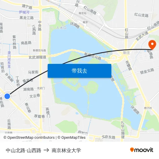 中山北路·山西路 to 南京林业大学 map