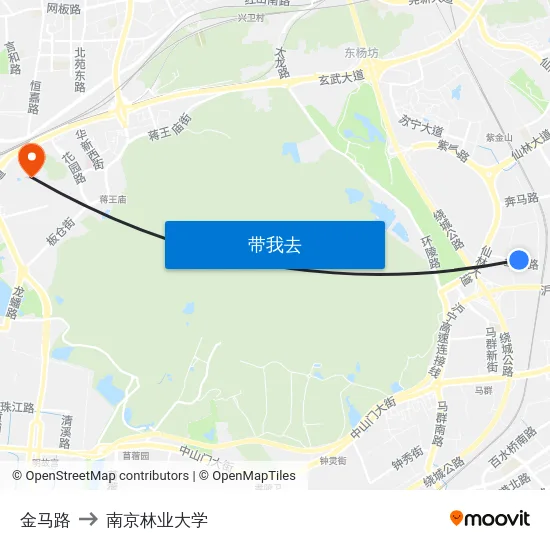 金马路 to 南京林业大学 map