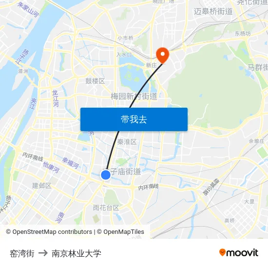 窑湾街 to 南京林业大学 map