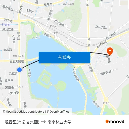 观音里(市公交集团) to 南京林业大学 map