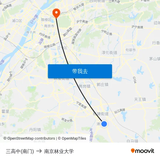 三高中(南门) to 南京林业大学 map