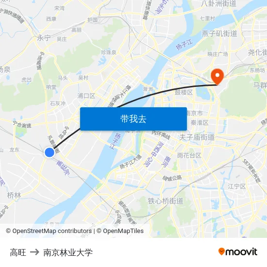 高旺 to 南京林业大学 map