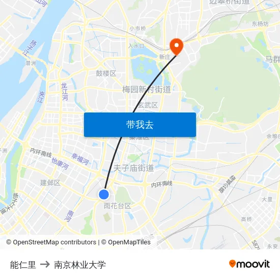 能仁里 to 南京林业大学 map