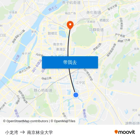 小龙湾 to 南京林业大学 map