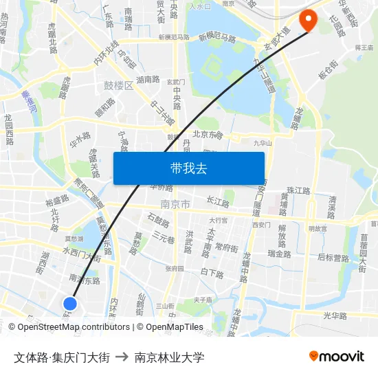 文体路·集庆门大街 to 南京林业大学 map