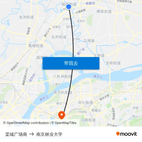 棠城广场南 to 南京林业大学 map