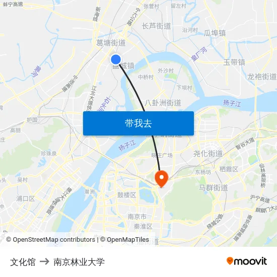 文化馆 to 南京林业大学 map