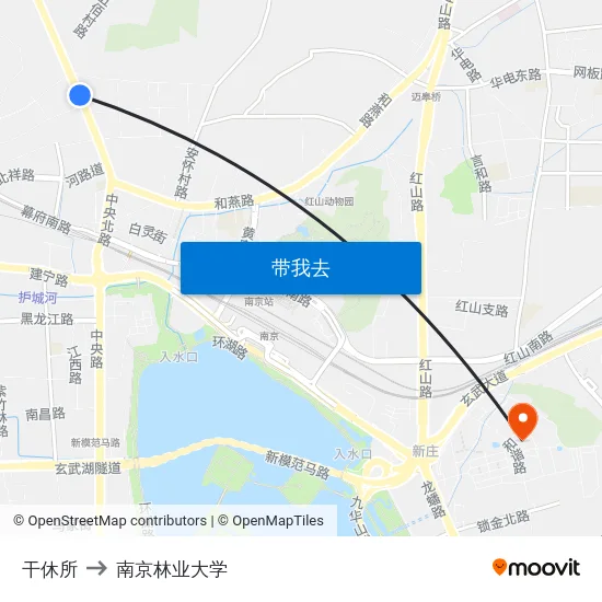 干休所 to 南京林业大学 map