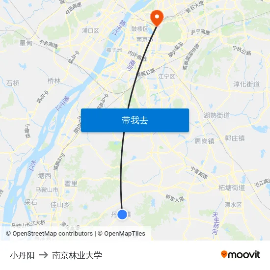 小丹阳 to 南京林业大学 map