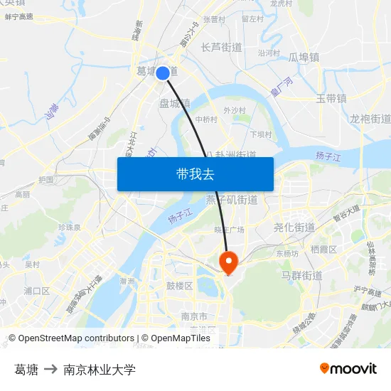 葛塘 to 南京林业大学 map