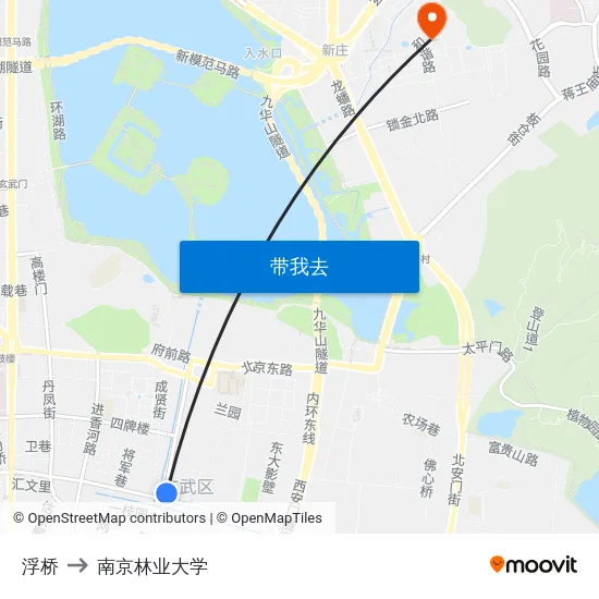 浮桥 to 南京林业大学 map
