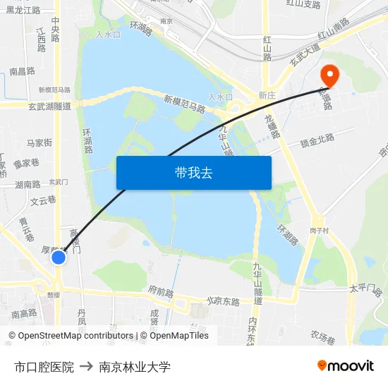 市口腔医院 to 南京林业大学 map