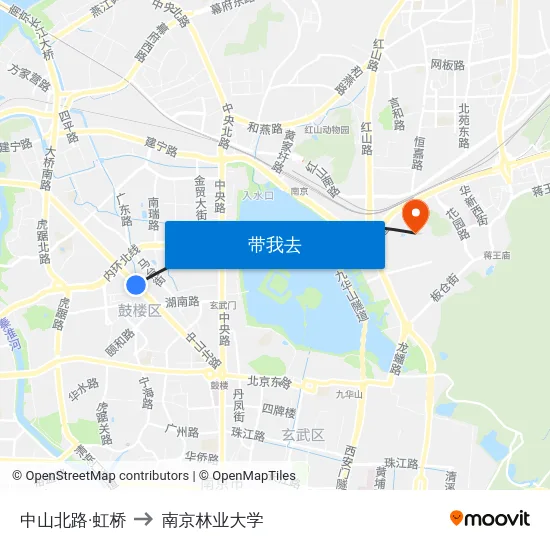 中山北路·虹桥 to 南京林业大学 map
