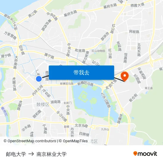 邮电大学 to 南京林业大学 map