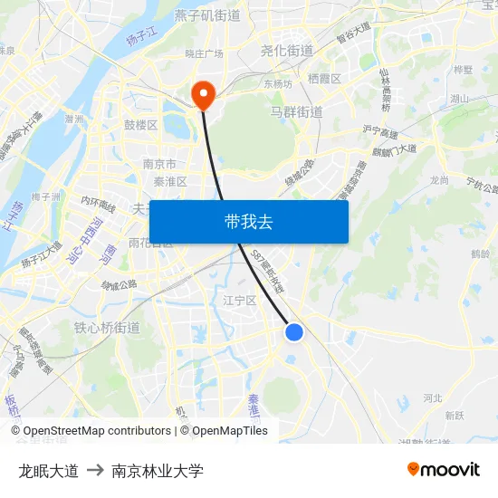 龙眠大道 to 南京林业大学 map