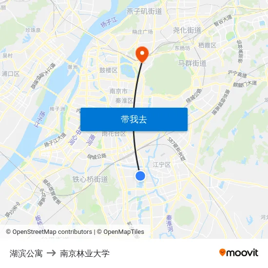 湖滨公寓 to 南京林业大学 map