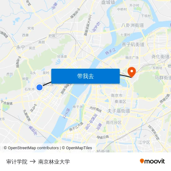 审计学院 to 南京林业大学 map