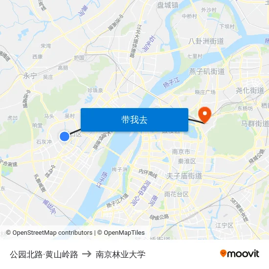 公园北路·黄山岭路 to 南京林业大学 map