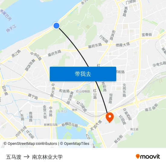 五马渡 to 南京林业大学 map