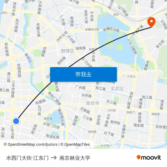 水西门大街·江东门 to 南京林业大学 map