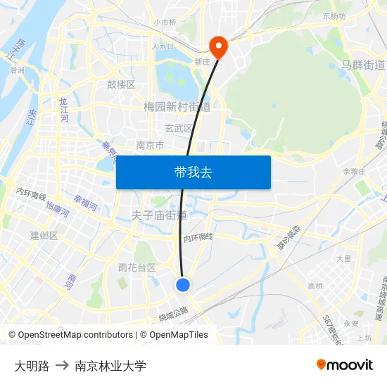 大明路 to 南京林业大学 map