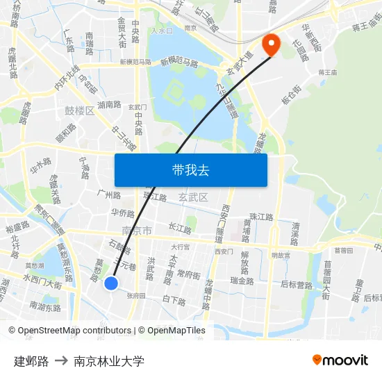 建邺路 to 南京林业大学 map