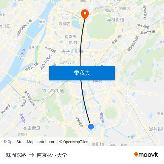 秣周东路 to 南京林业大学 map