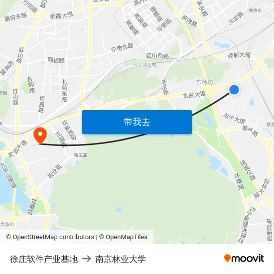 徐庄软件产业基地 to 南京林业大学 map