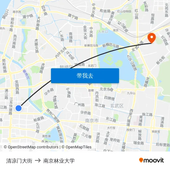 清凉门大街 to 南京林业大学 map