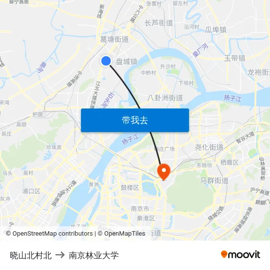 晓山北村北 to 南京林业大学 map
