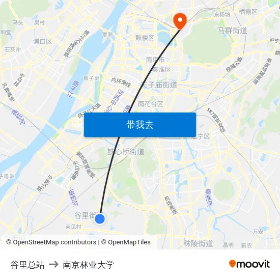 谷里总站 to 南京林业大学 map