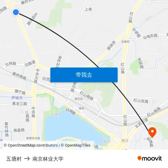 五塘村 to 南京林业大学 map
