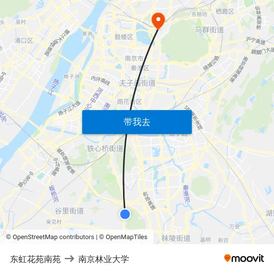 东虹花苑南苑 to 南京林业大学 map