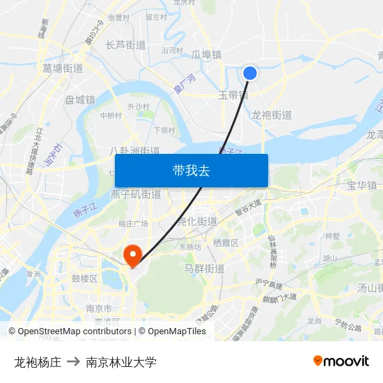 龙袍杨庄 to 南京林业大学 map