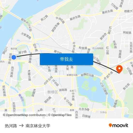 热河路 to 南京林业大学 map