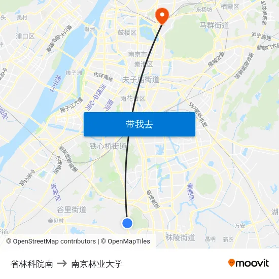 省林科院南 to 南京林业大学 map