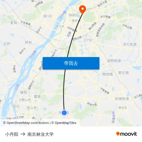 小丹阳 to 南京林业大学 map
