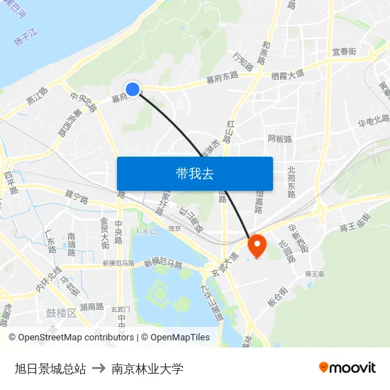 旭日景城总站 to 南京林业大学 map