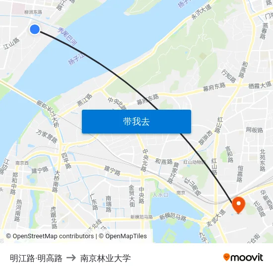 明江路·明高路 to 南京林业大学 map