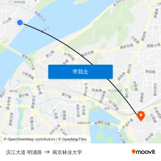 滨江大道·明浦路 to 南京林业大学 map