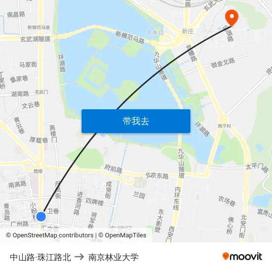 中山路·珠江路北 to 南京林业大学 map