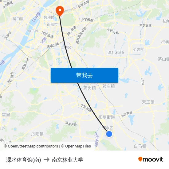溧水体育馆(南) to 南京林业大学 map