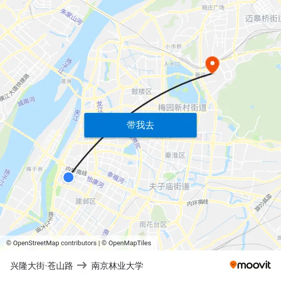 兴隆大街·苍山路 to 南京林业大学 map