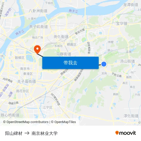 阳山碑材 to 南京林业大学 map