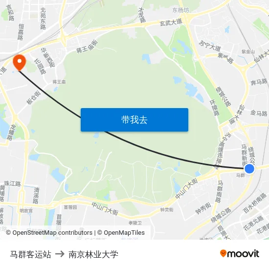 马群客运站 to 南京林业大学 map